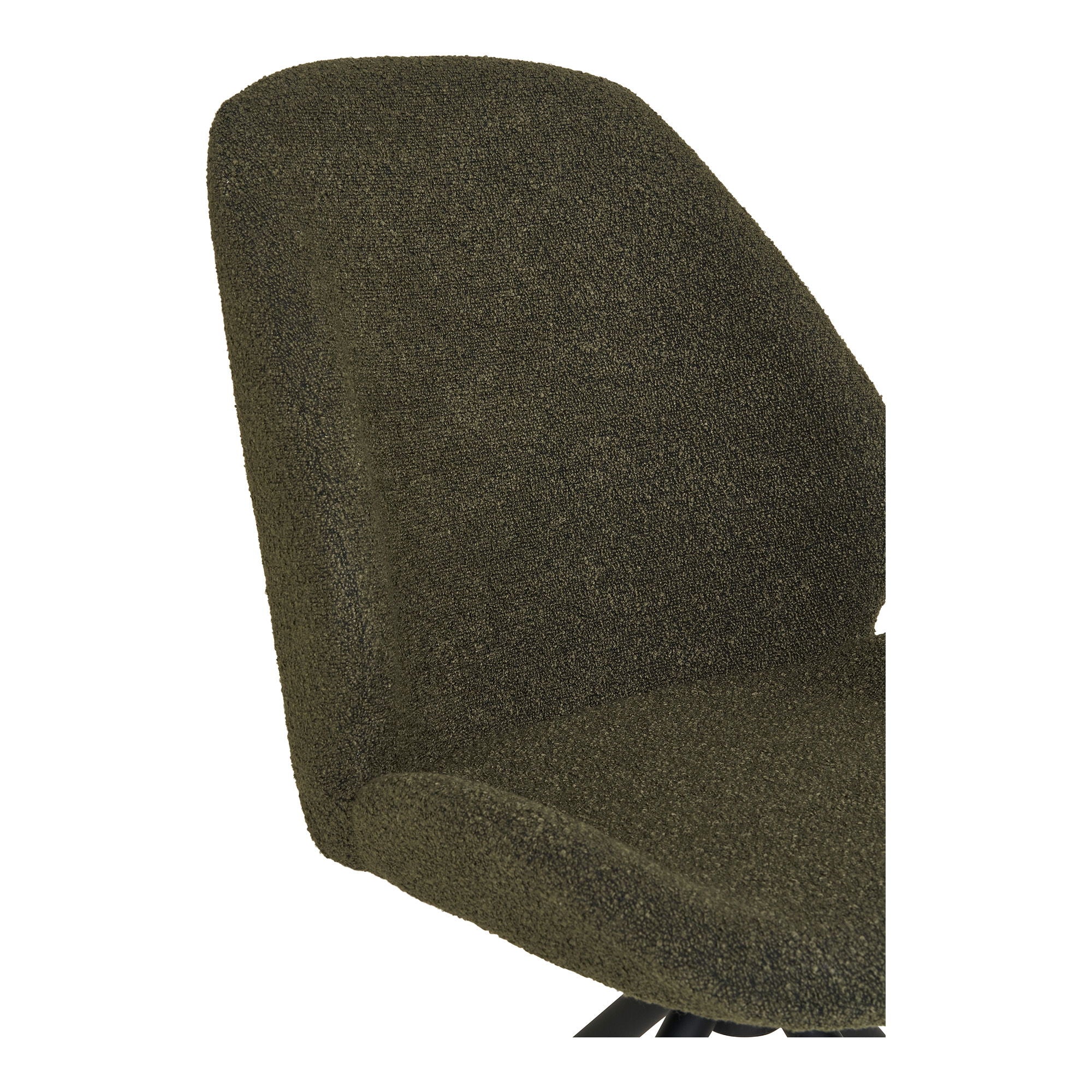 Monte Carlo Dining Chair - Dining Chair with swivel, bouclé, green, black legs, HN1241